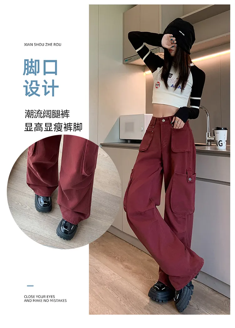 Wide-Leg High-Rise Multi-Pocket Cargo Pants — Product details 5