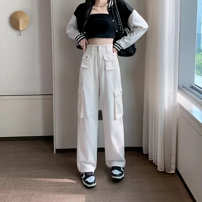 Wide-Leg High-Rise Multi-Pocket Jeans — LX-JN-004