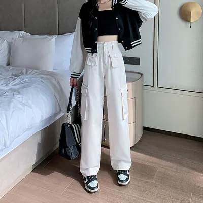 Wide-Leg High-Rise Multi-Pocket Jeans — view 6