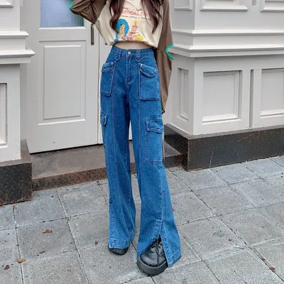 Wide-Leg High-Rise Multi-Pocket Jeans — view 6