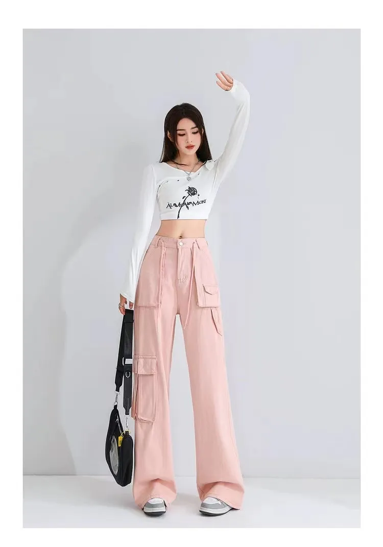 Wide-Leg High-Rise Multi-Pocket Cargo Pants — Product details 1