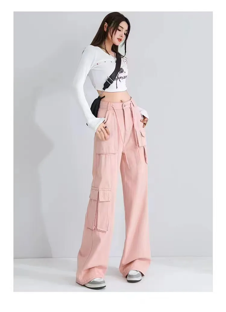 Wide-Leg High-Rise Multi-Pocket Cargo Pants — Product details 7