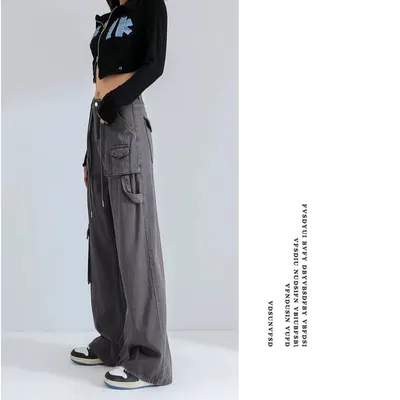 Wide-Leg High-Rise Multi-Pocket Cargo Pants — view 3