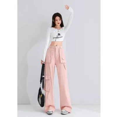 Wide-Leg High-Rise Multi-Pocket Cargo Pants — LX-CG-004