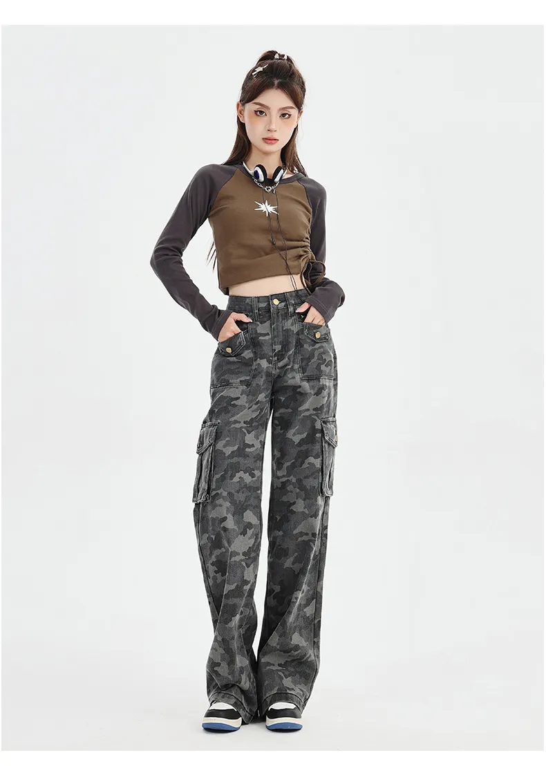 Wide-Leg Camo Multi-Pocket Jeans — Product details 7