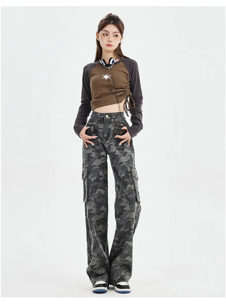Wide-Leg Camo Multi-Pocket Jeans — Product details 8