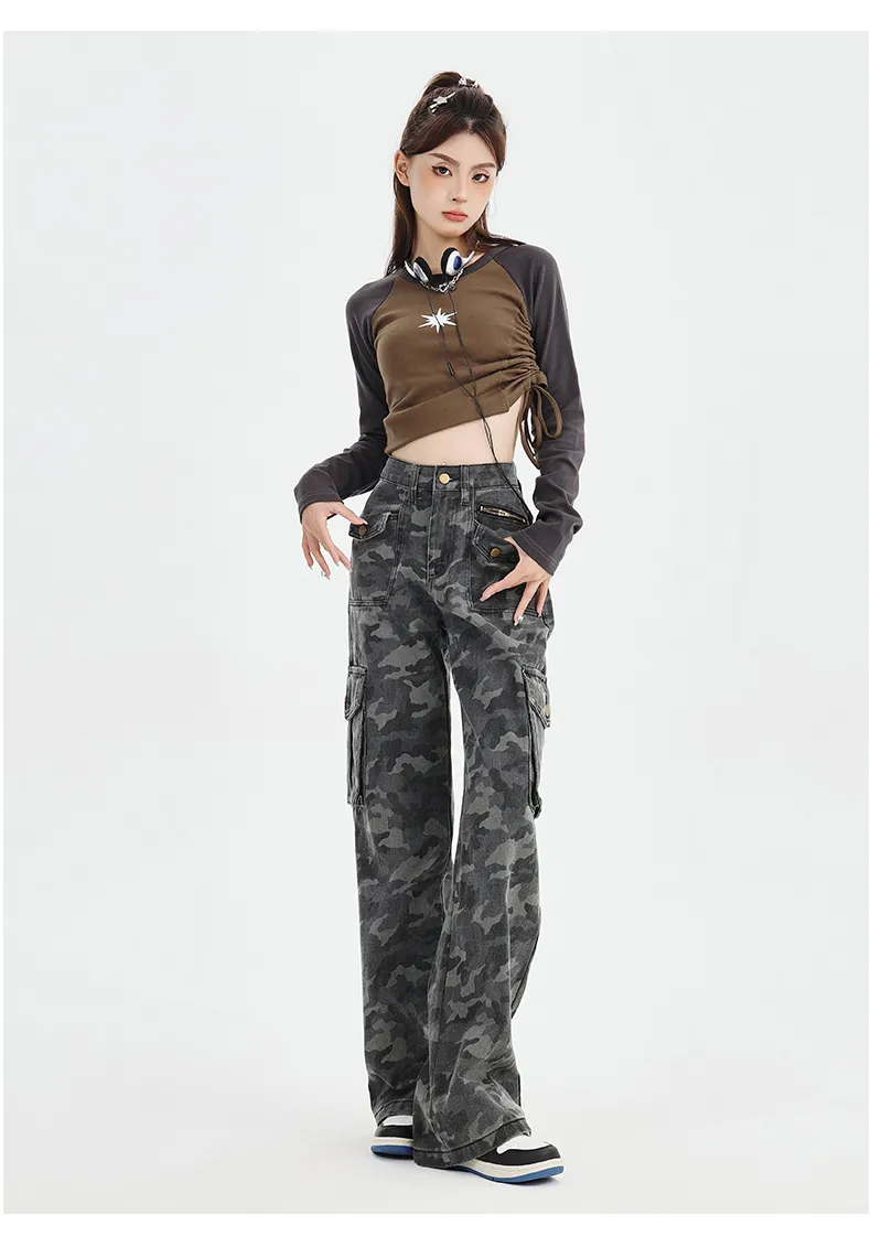 Wide-Leg Camo Multi-Pocket Jeans — Product details 9