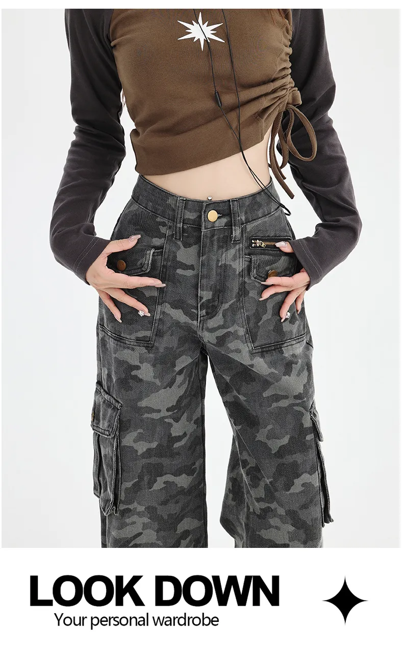 Wide-Leg Camo Multi-Pocket Jeans — Product details 10