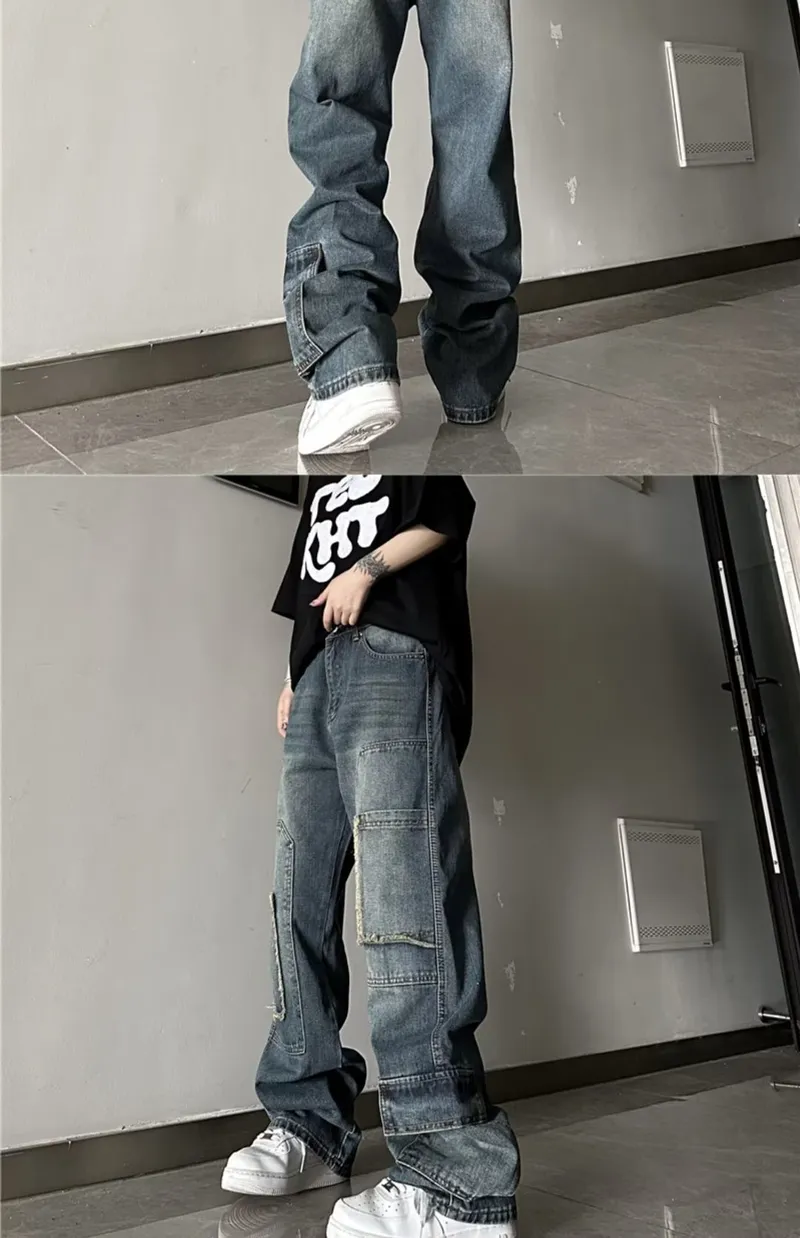 Wide-Leg Washed Multi-Pocket Jeans — Product details 4