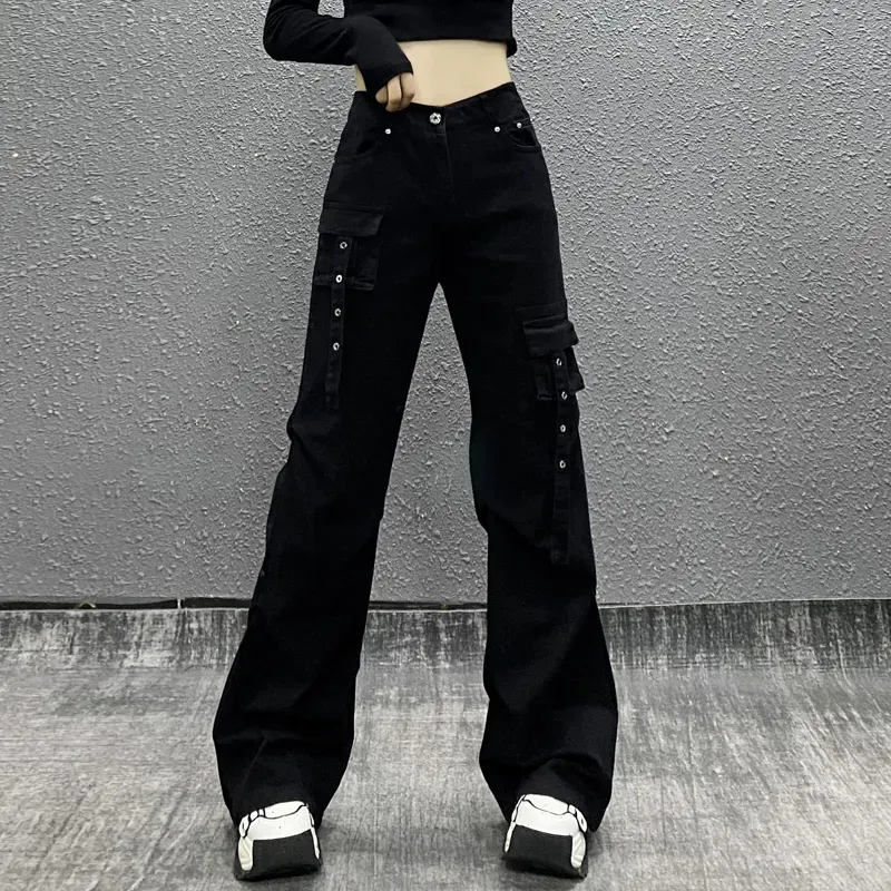Wide-Leg High-Rise Multi-Pocket Jeans — Product details 1