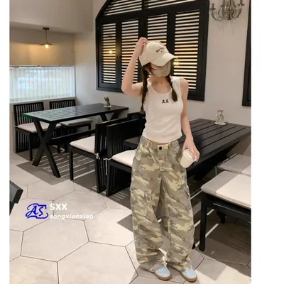 Unisex Straight Camo Multi-Pocket Cargo Pants — view 3