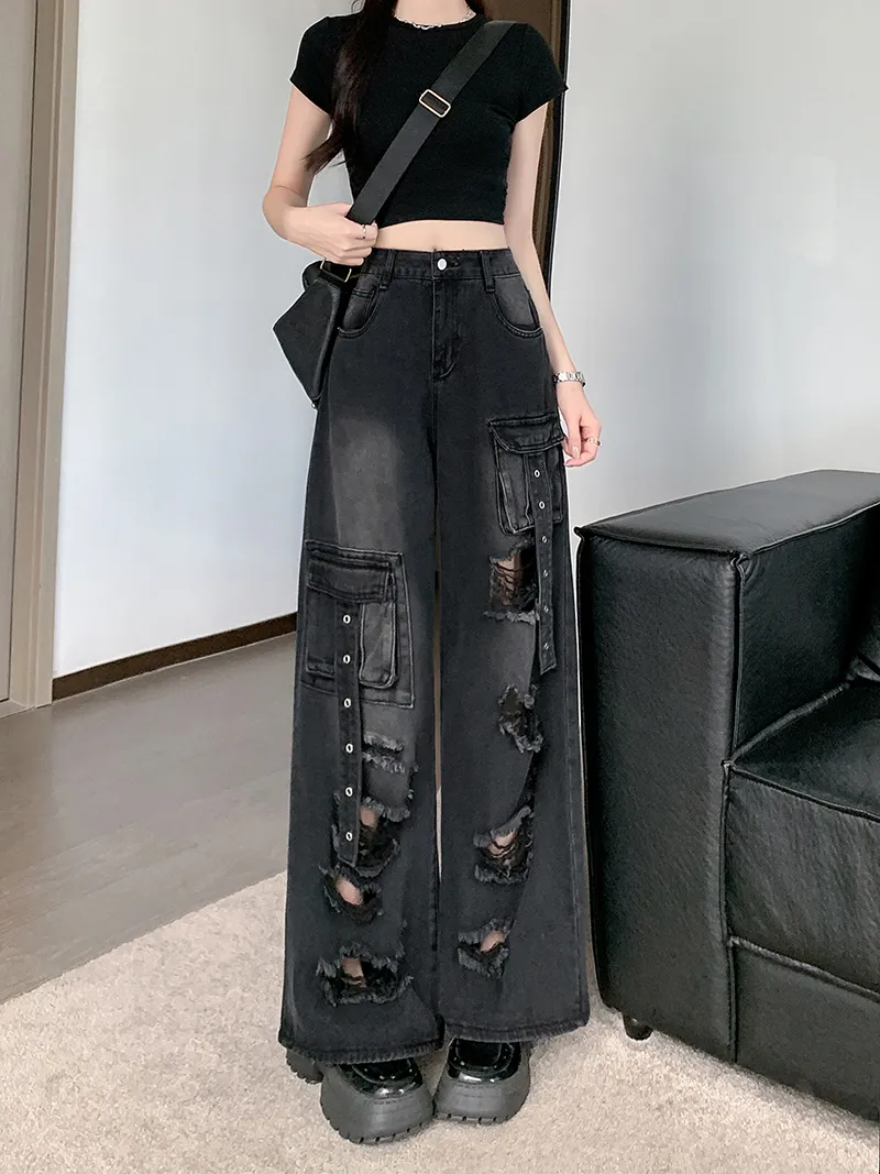 Straight High-Rise Ripped Jeans — Product details 4
