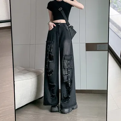 Straight High-Rise Ripped Jeans — LX-JN-012