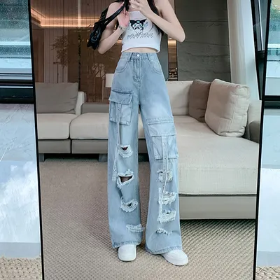 Straight High-Rise Ripped Jeans — view 4