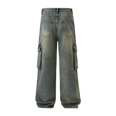 Jeans de corte recto, con lavado, multibolsillo para hombre — view 5