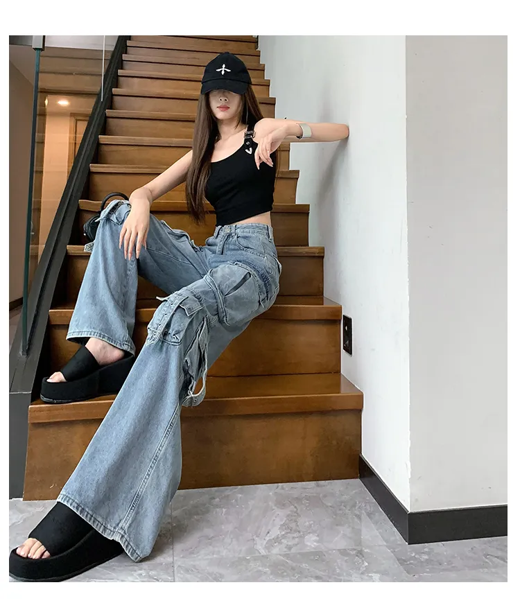Wide-Leg High-Rise Multi-Pocket Jeans — Product details 16