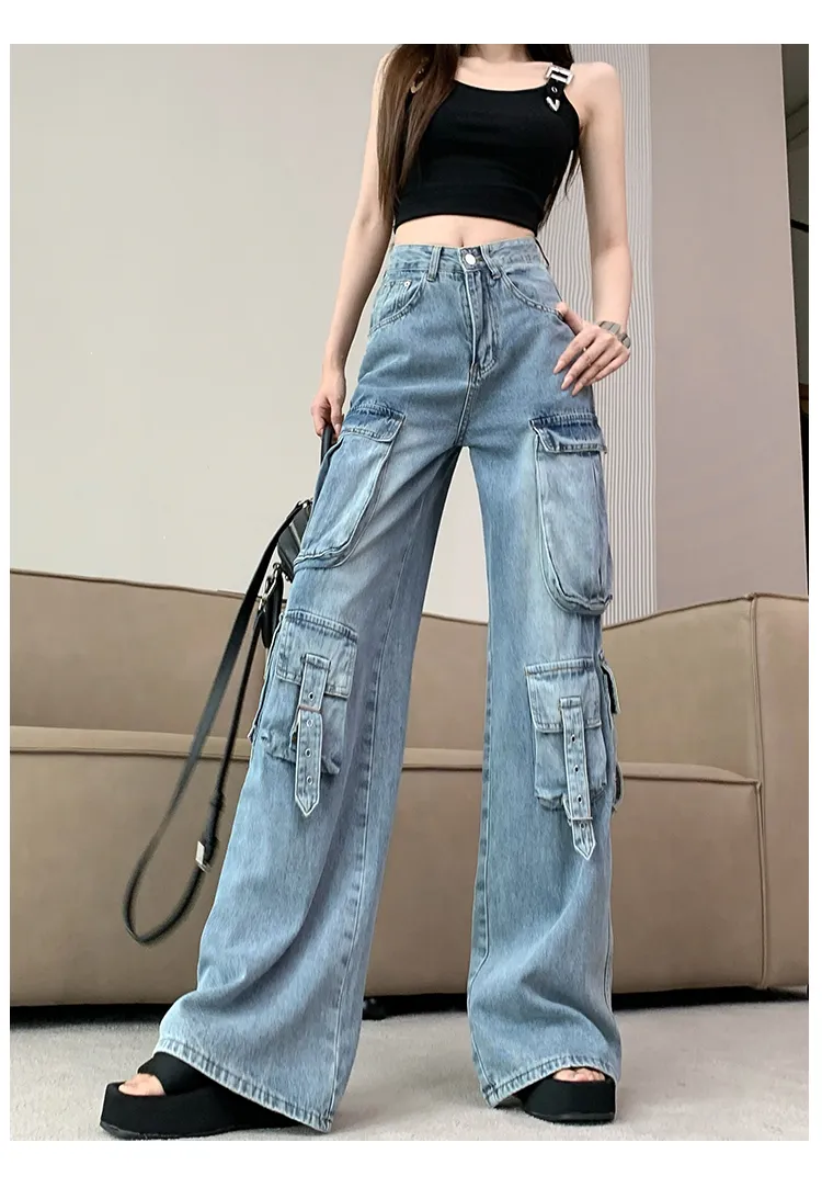 Wide-Leg High-Rise Multi-Pocket Jeans — Product details 17