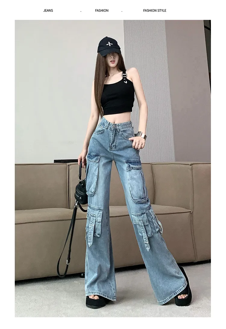 Wide-Leg High-Rise Multi-Pocket Jeans — Product details 19