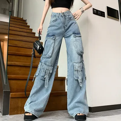 Wide-Leg High-Rise Multi-Pocket Jeans — view 4