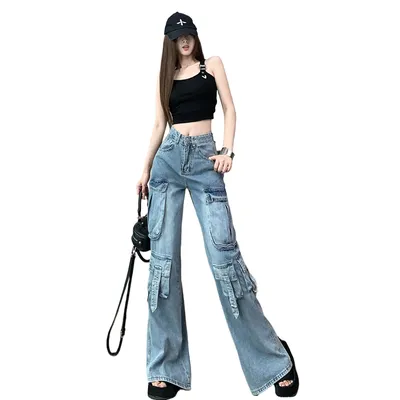 Wide-Leg High-Rise Multi-Pocket Jeans — view 5