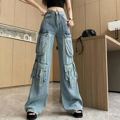Wide-Leg High-Rise Multi-Pocket Jeans — view 6