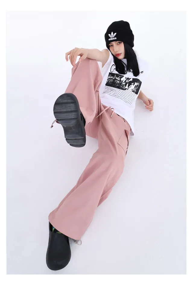 Pantalón Cargo de pierna ancha, de tiro alto, multibolsillo para mujer — Detalles del producto 15