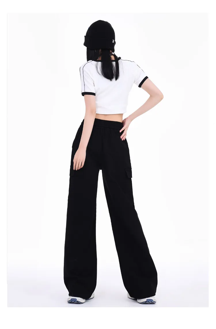 Pantalón Cargo de pierna ancha, de tiro alto, multibolsillo para mujer — Detalles del producto 20