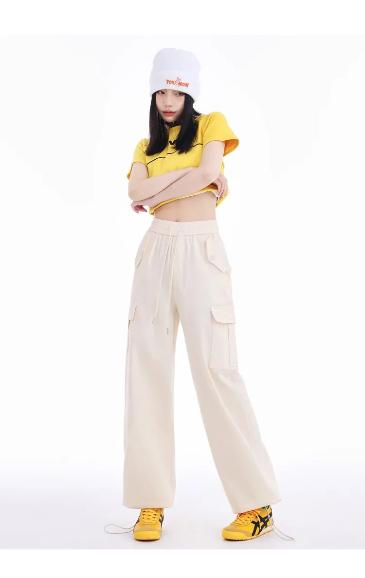 Pantalón Cargo de pierna ancha, de tiro alto, multibolsillo para mujer — Detalles del producto 25