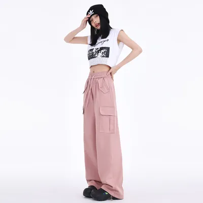 Pantalón Cargo de pierna ancha, de tiro alto, multibolsillo para mujer — view 5