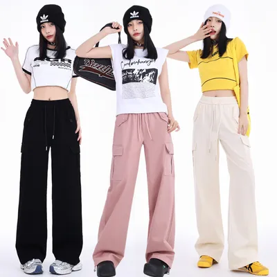 Pantalón Cargo de pierna ancha, de tiro alto, multibolsillo para mujer — view 6