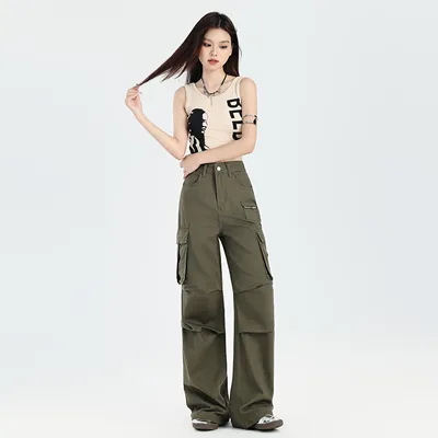 Wide-Leg Multi-Pocket Cargo Pants — LX-CG-017