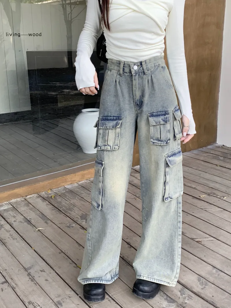 Wide-Leg Low-Rise Washed Cargo Pants — Product details 4