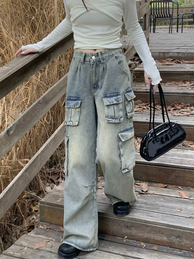 Wide-Leg Low-Rise Washed Cargo Pants — Product details 5