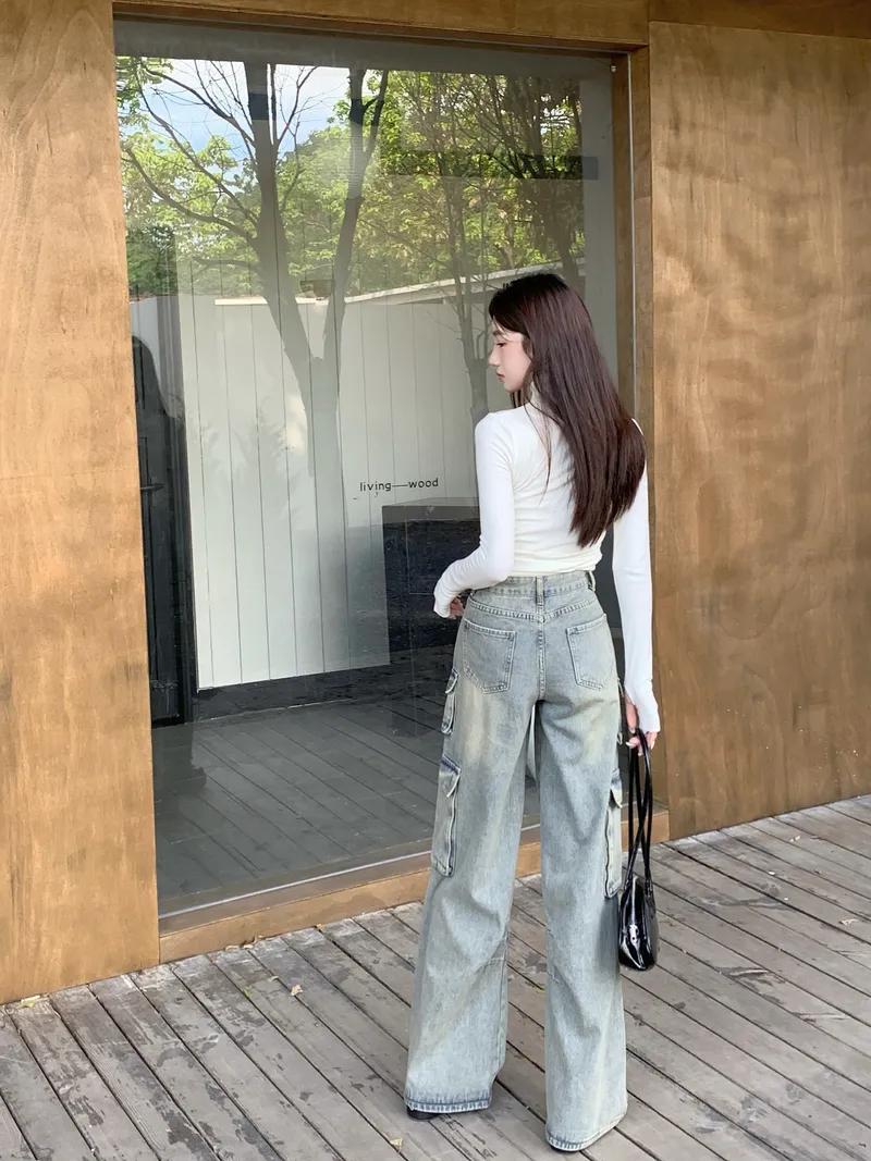 Wide-Leg Low-Rise Washed Cargo Pants — Product details 7