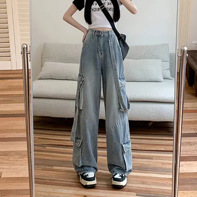 Wide-Leg Multi-Pocket Jeans — LX-JN-018
