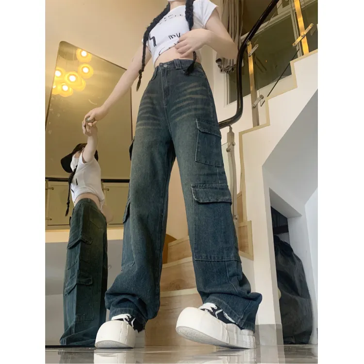 Wide-Leg High-Rise Washed Jeans — view 1