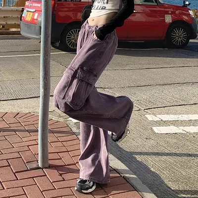 Pantalón Cargo de pierna ancha, multibolsillo para mujer — view 3