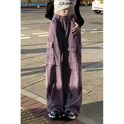 Pantalón Cargo de pierna ancha, multibolsillo para mujer — view 4