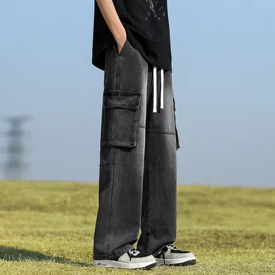 Jeans de corte recto, multibolsillo para hombre — view 5