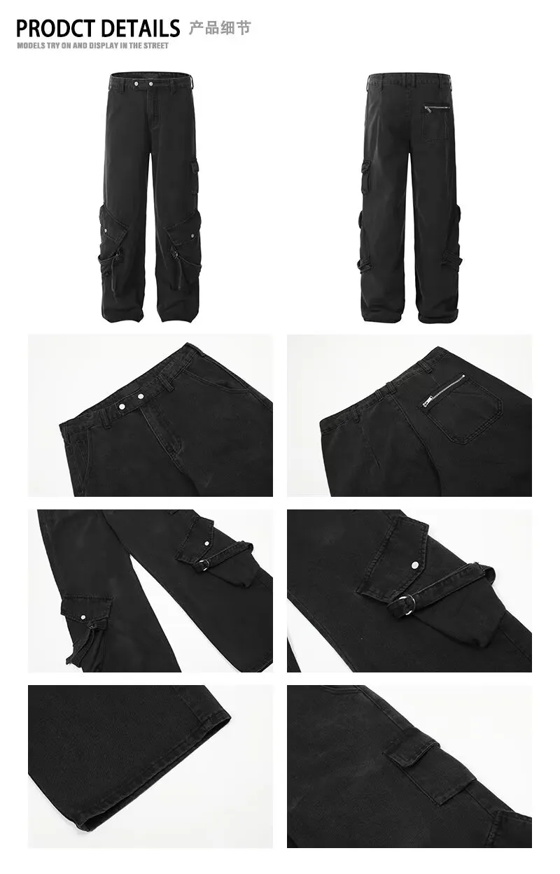 Unisex Wide-Leg Multi-Pocket Jeans — Product details 14