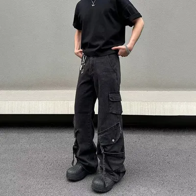 Unisex Wide-Leg Multi-Pocket Jeans — view 6