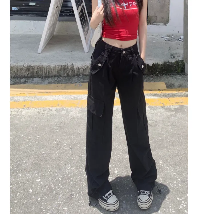 Wide-Leg Multi-Pocket Cargo Pants — view 1