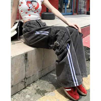 Wide-Leg High-Rise Multi-Pocket Jeans — LX-JN-027