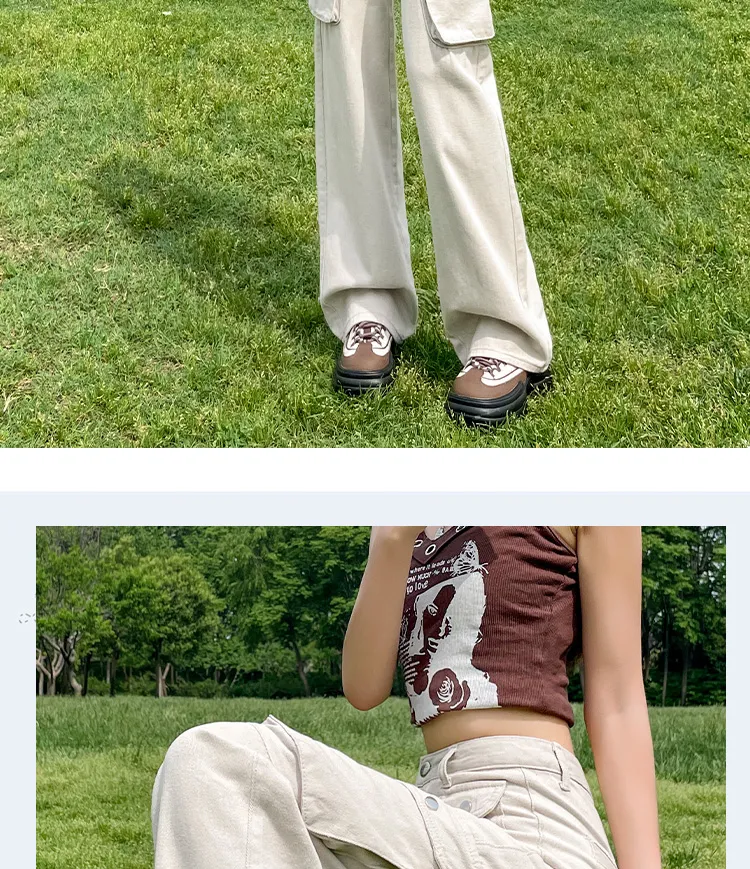 Calça Cargo pernas largas com múltiplos bolsos Feminina — Detalhes do produto 14