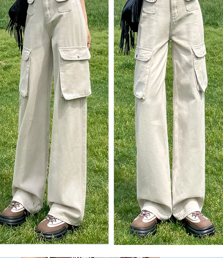 Calça Cargo pernas largas com múltiplos bolsos Feminina — Detalhes do produto 16