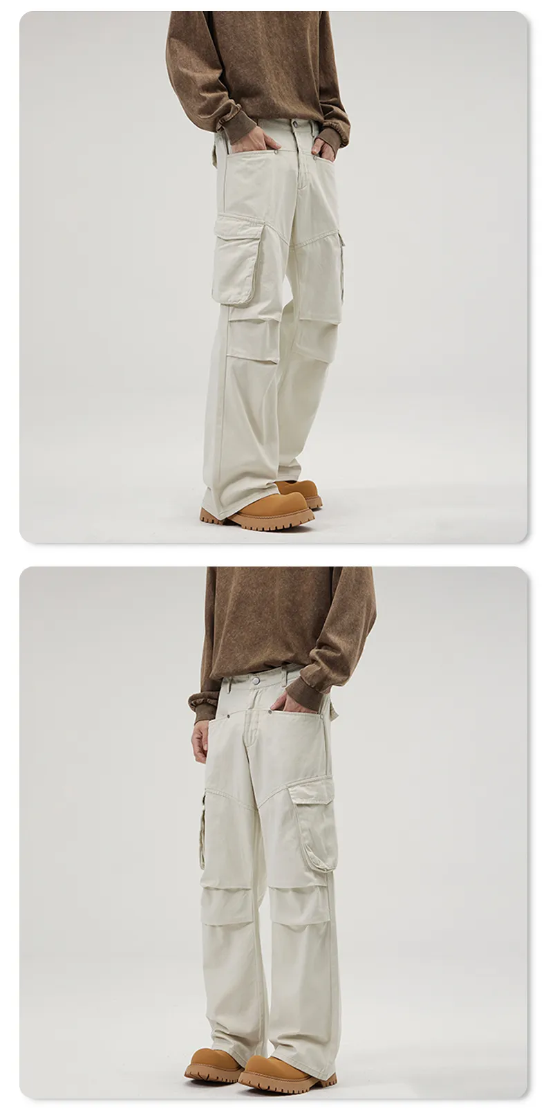Pantalón Cargo con plisado, multibolsillo unisex — Detalles del producto 9