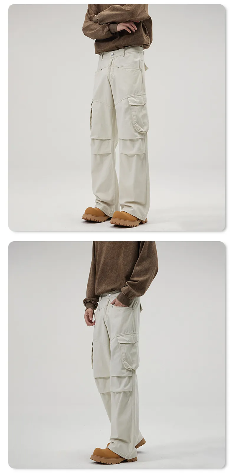 Pantalón Cargo con plisado, multibolsillo unisex — Detalles del producto 10