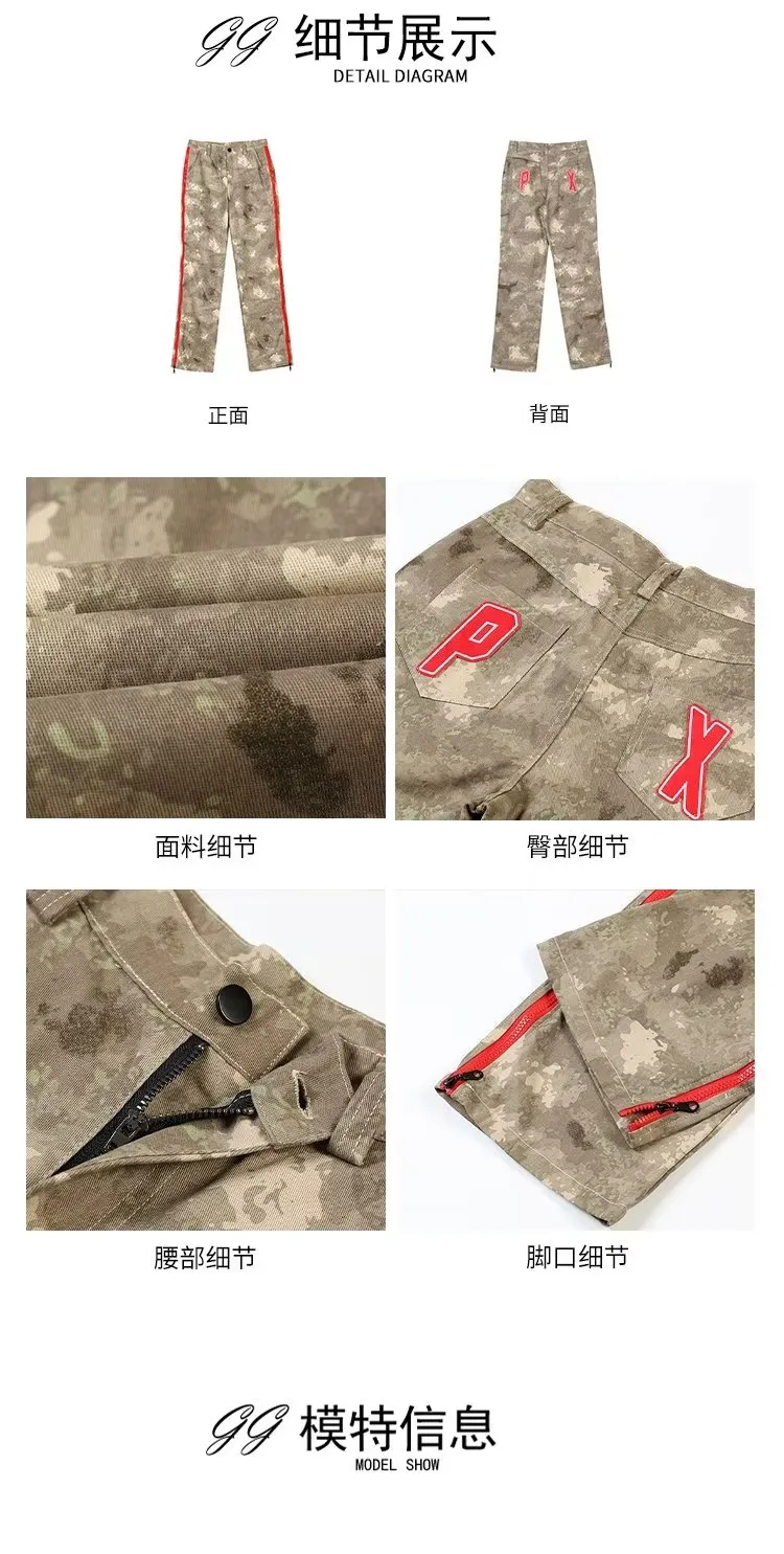 Calça Cargo estilo harém de camuflagem com múltiplos bolsos Masculina — Detalhes do produto 3