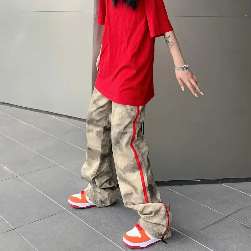 Calça Cargo estilo harém de camuflagem com múltiplos bolsos Masculina — Detalhes do produto 9
