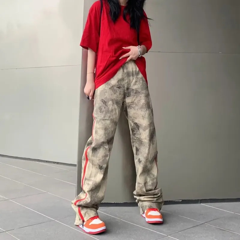 Calça Cargo estilo harém de camuflagem com múltiplos bolsos Masculina — Detalhes do produto 10